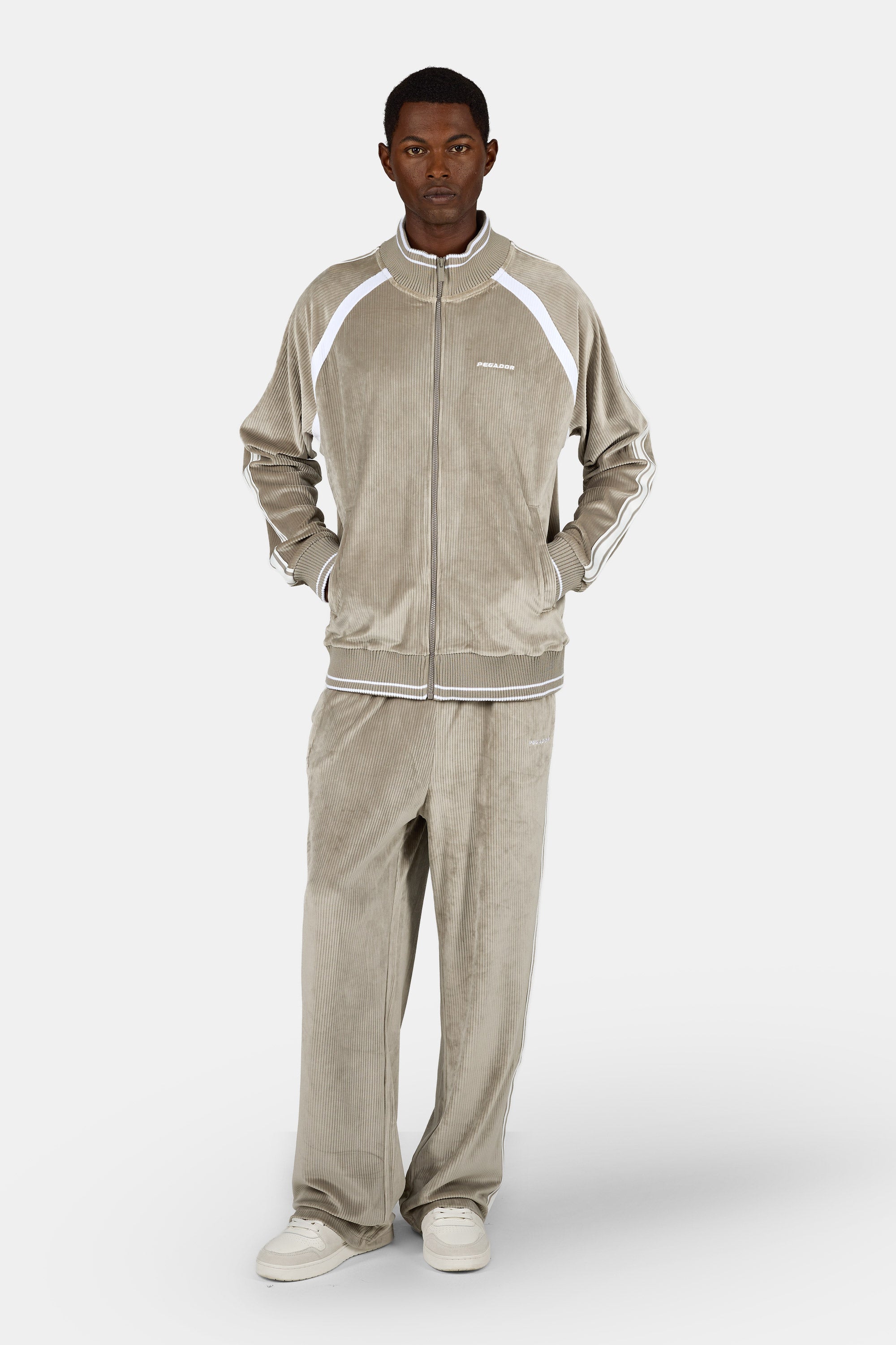 Vesoul Oversized Rib Velour Track Jacket Flint Grey – PEGADOR®