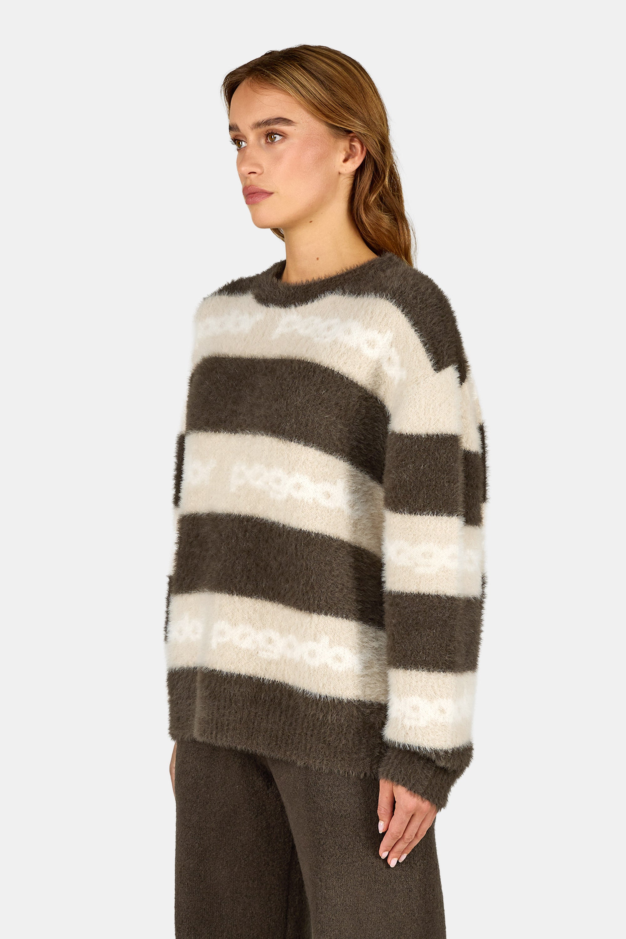 Vincenza Furry Knit Sweater Walnut Brown – PEGADOR®