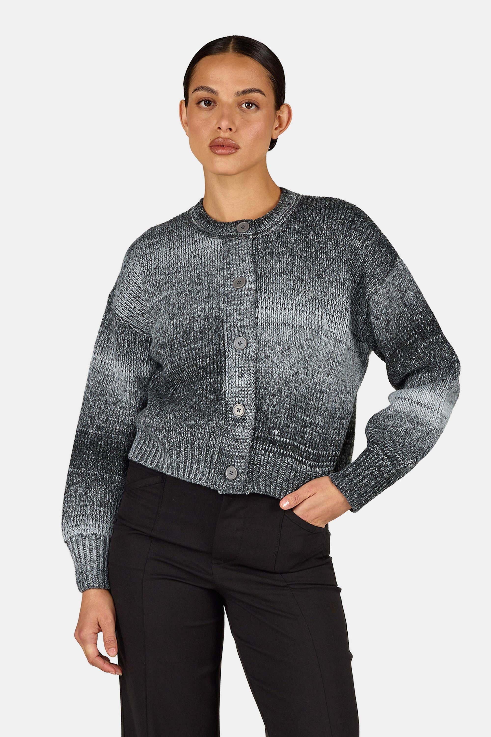 Oradea Knit Cardigan Space Dyed Black – PEGADOR®