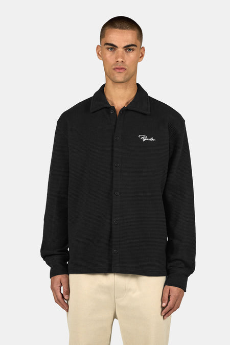 Signar Oversized Waffle Longsleeve Shirt Washed Black