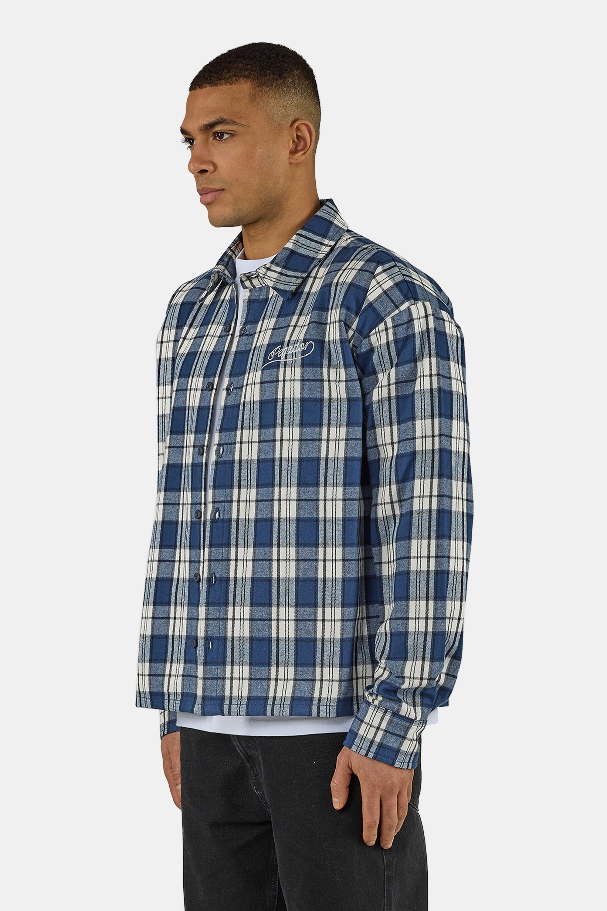 Soglio Oversized Flannel Shirt Washed Checked Twilight Blue – PEGADOR®