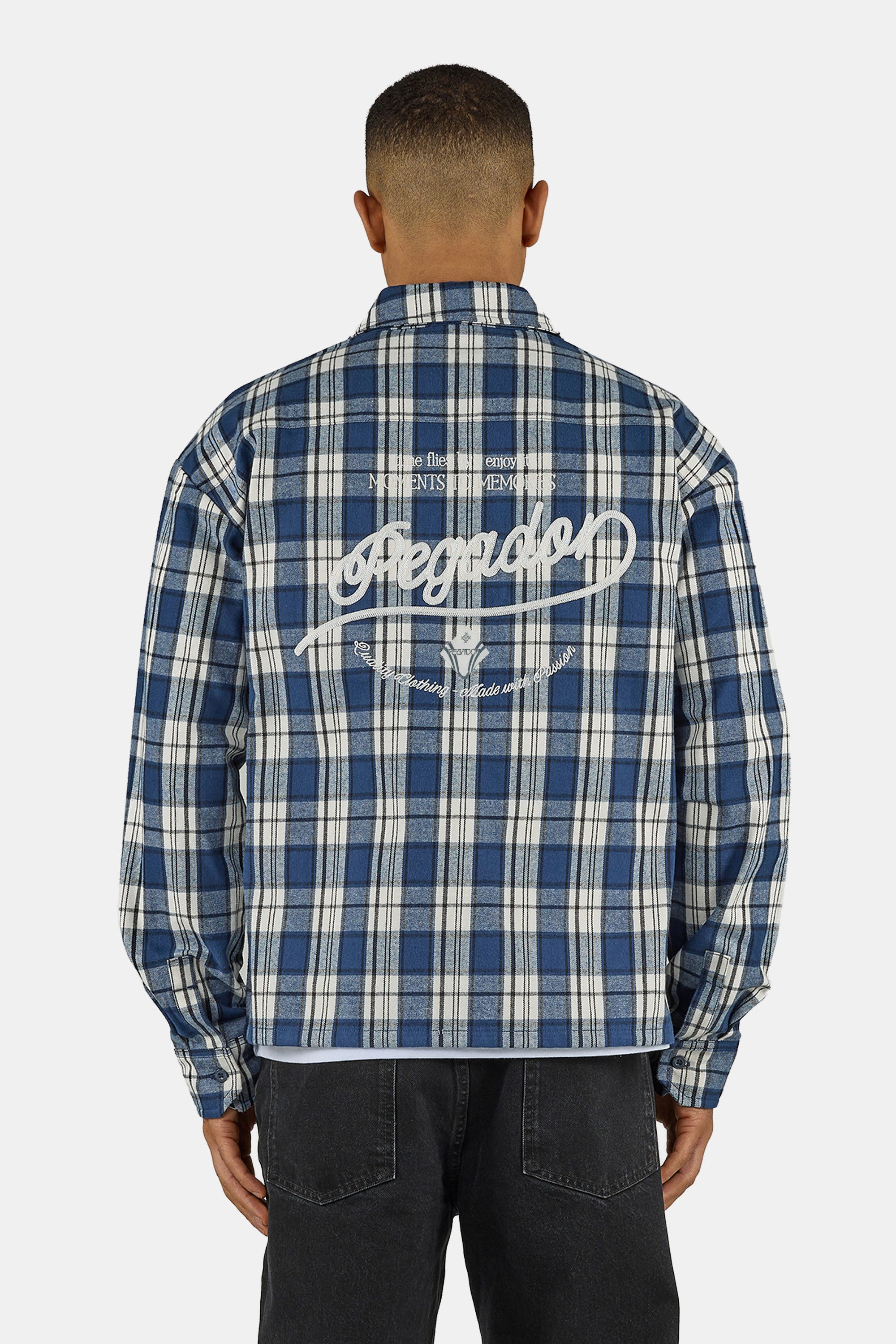 BIRDOG ネイビー　Mサイズ　Washed check shirts Soglio Oversized Flannel Shirt Washed Checked Twilight Blue – PEGADOR®