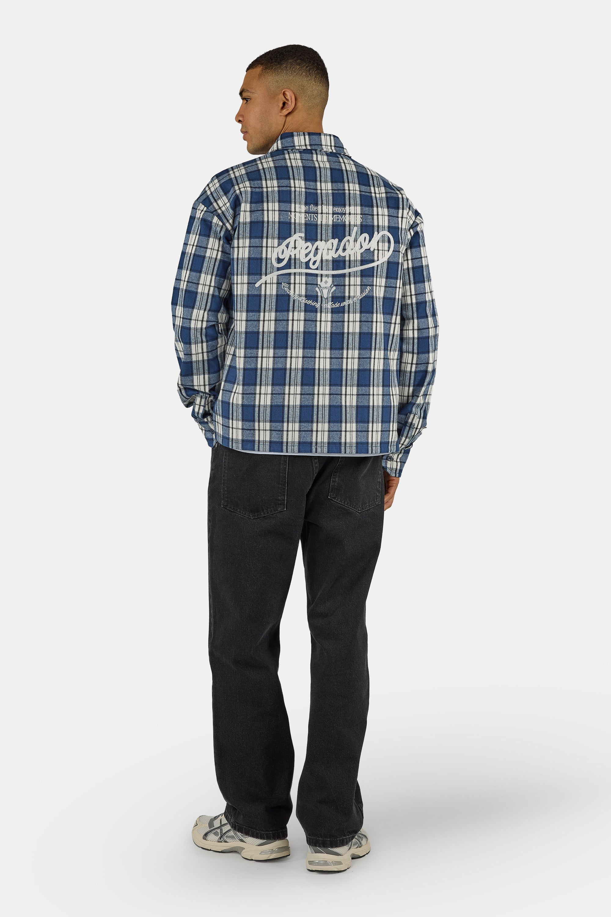 Soglio Oversized Flannel Shirt Washed Checked Twilight Blue – PEGADOR®