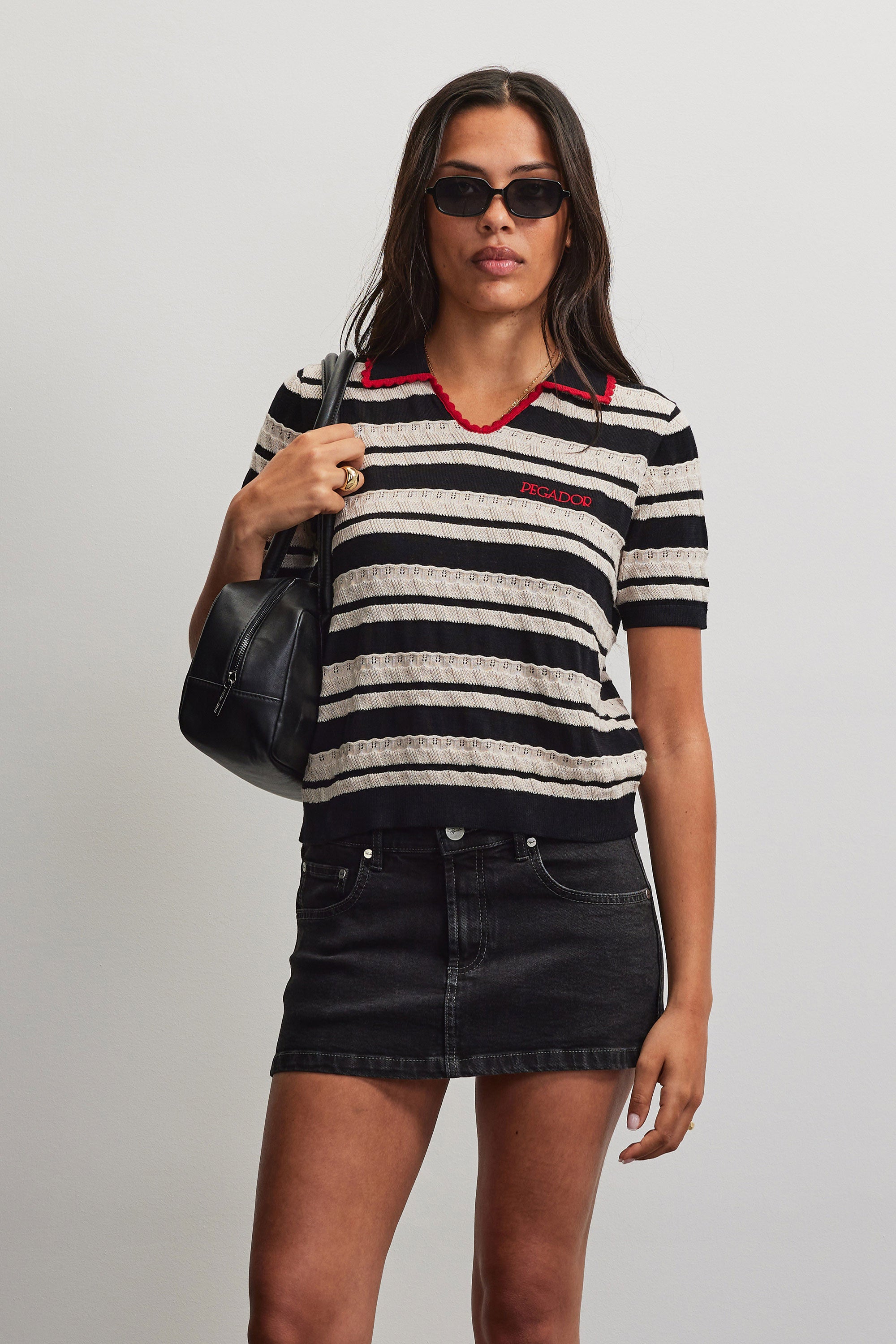 Podgorica Knit Polo Striped Cream Black – PEGADOR®