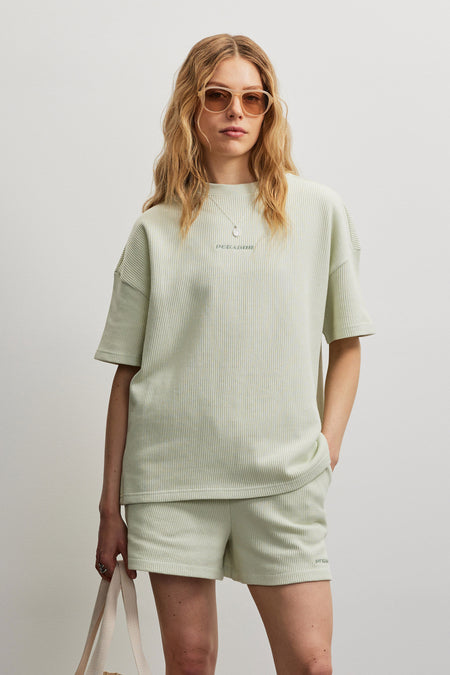 Linares Oversized Rib Tee Green Sorbet