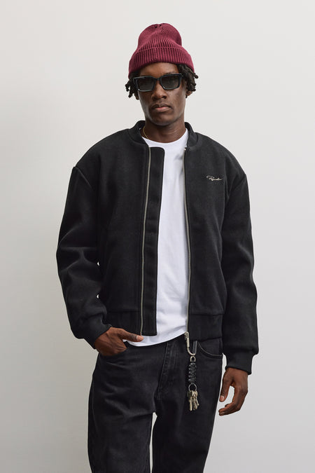 Legnano Wooloptic Bomber Jacket Black