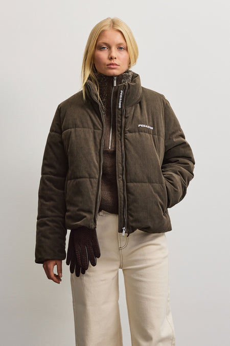 Narni Cord Puffer Jacket Dark Brown