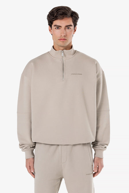 Logo Oversized Halfzip Sweater Dark Stone Gum