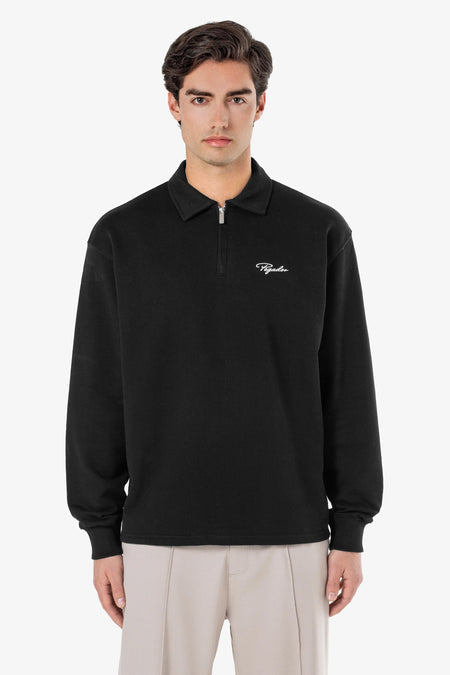 Signar Terry Polo Zip Longsleeve Black