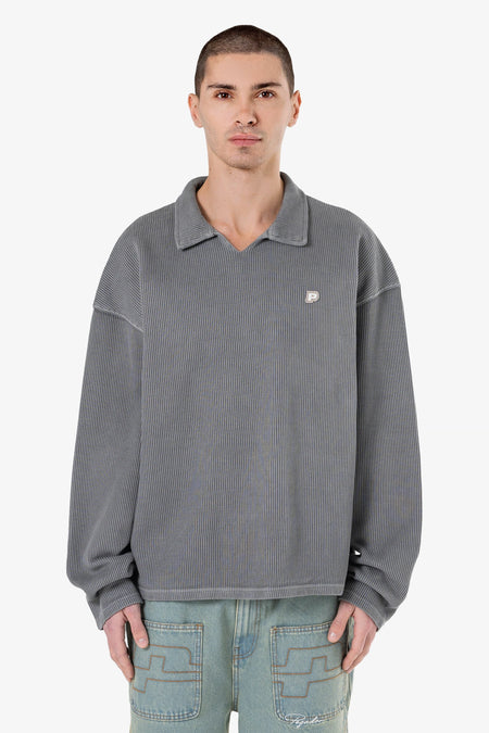 Beldon Collar Rib Longsleeve Vintage Grey