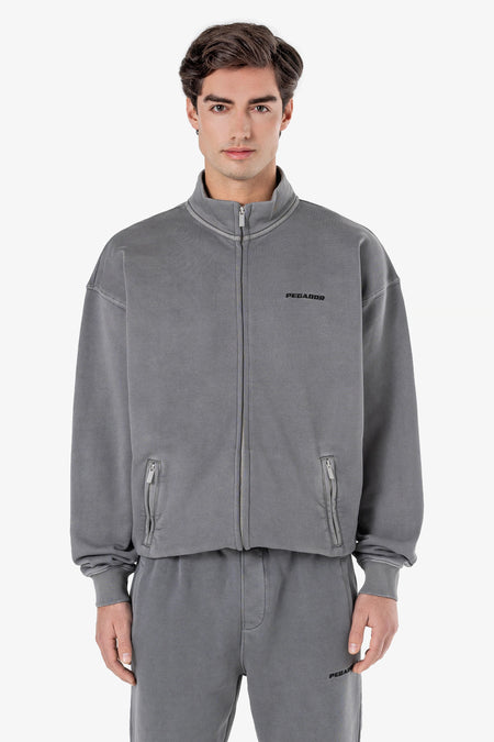 Logo Oversized Sweat Track Jacket Vintage Grey