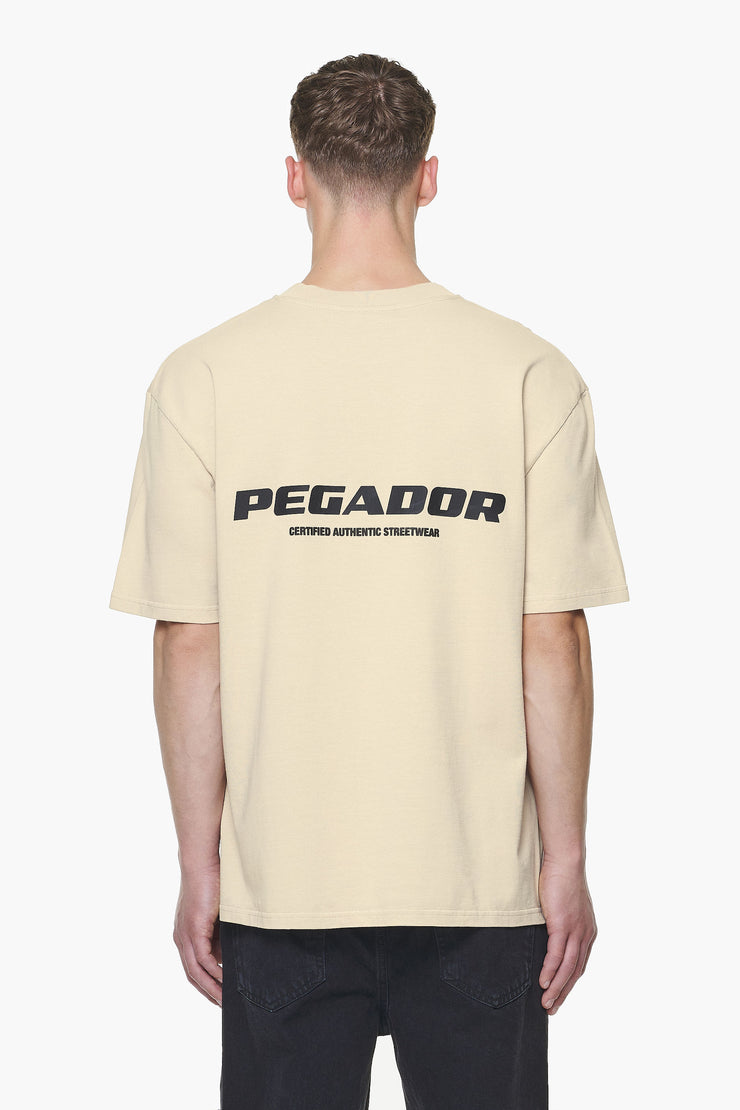 Pegador Colne Logo Oversized Tee Vintage Washed Kingdom Beige Gum