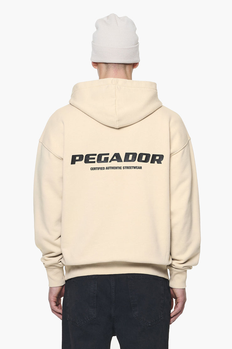 Pegador Colne Logo Oversized Hoodie Vintage Washed Kingdom Beige Gum