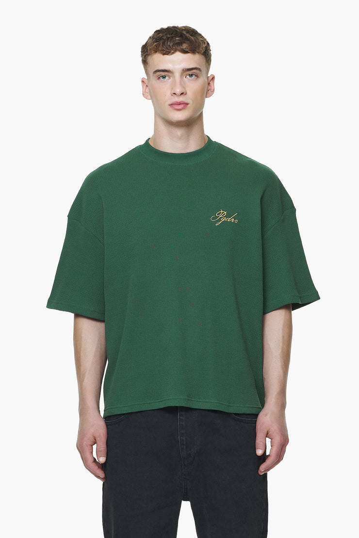 Pegador Quat Waffle Boxy Tee Vintage Washed British Green