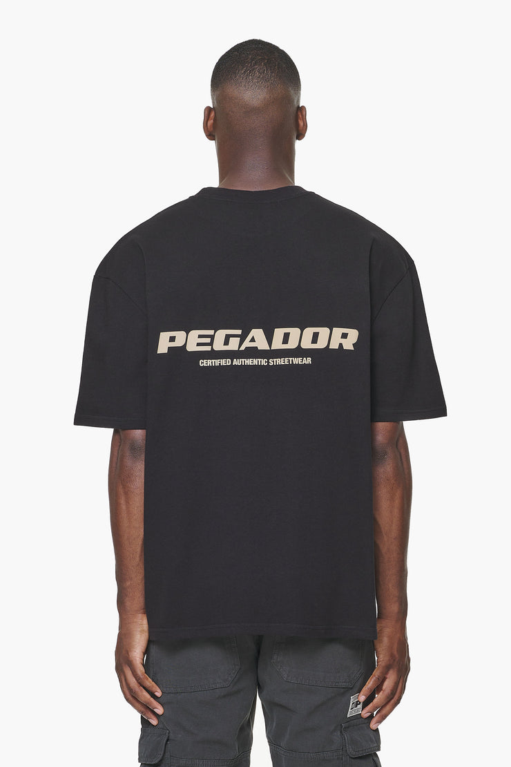 Pegador Colne Logo Oversized Tee Vintage Washed Onyx Black Gum