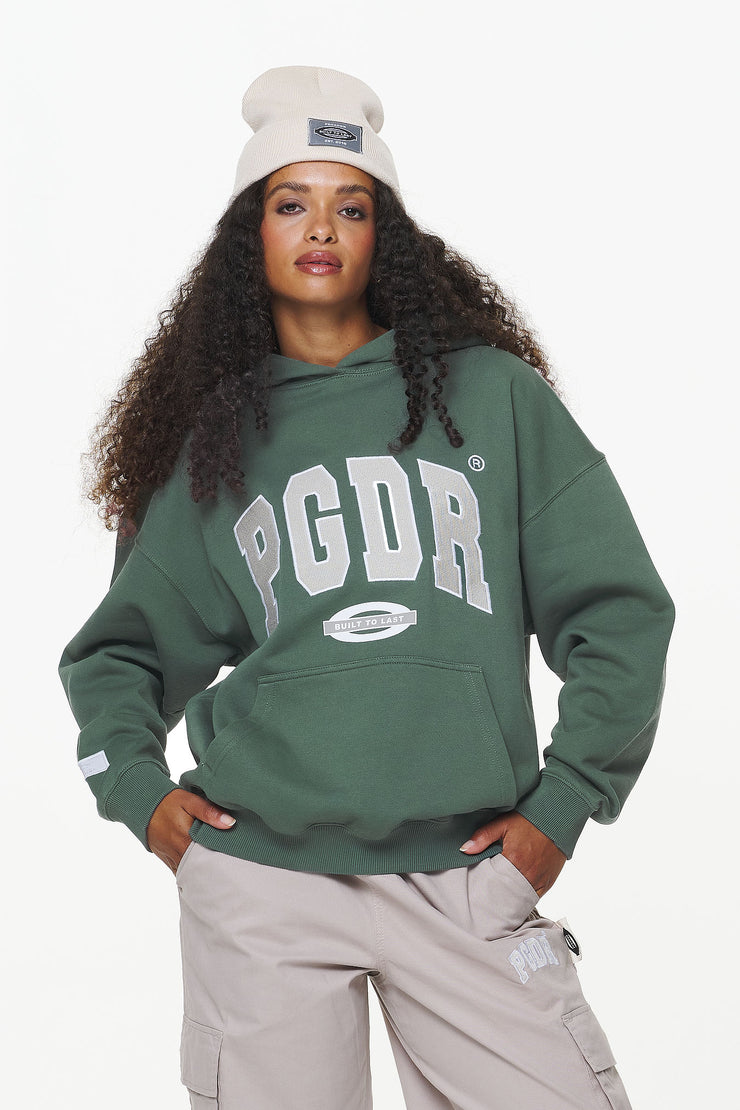 Pegador Keats Logo Oversized Hoodie Vintage Washed Garden Green