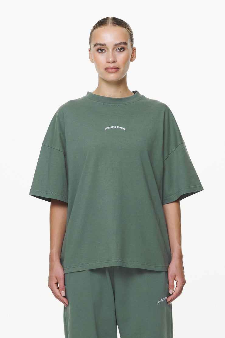 Pegador Thames Heavy Oversized Tee Vintage Washed Garden Green