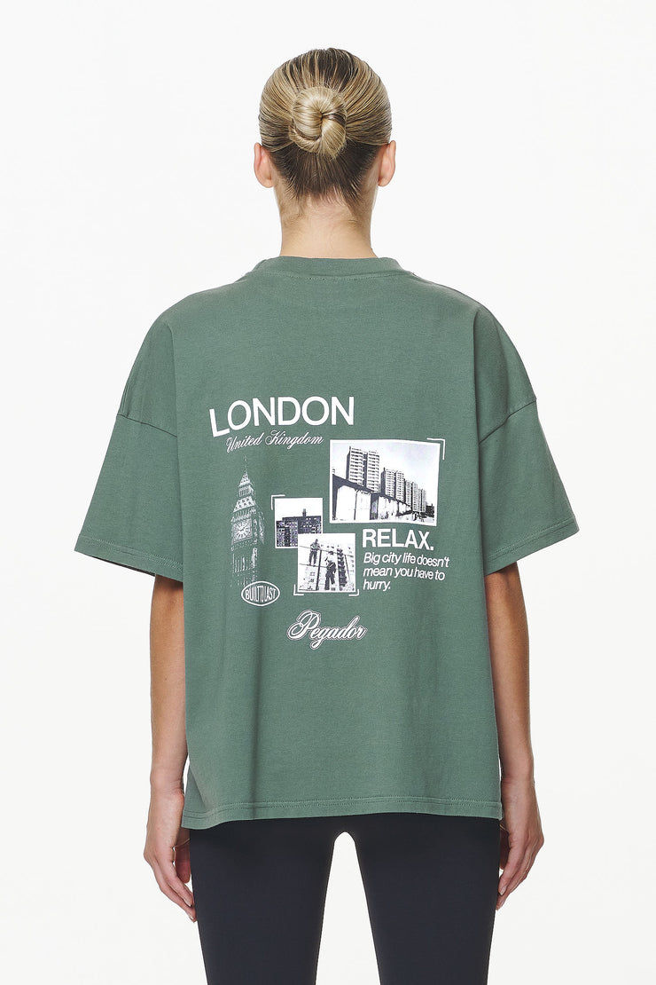 Pegador Harley Heavy Oversized Tee Vintage Washed Garden Green