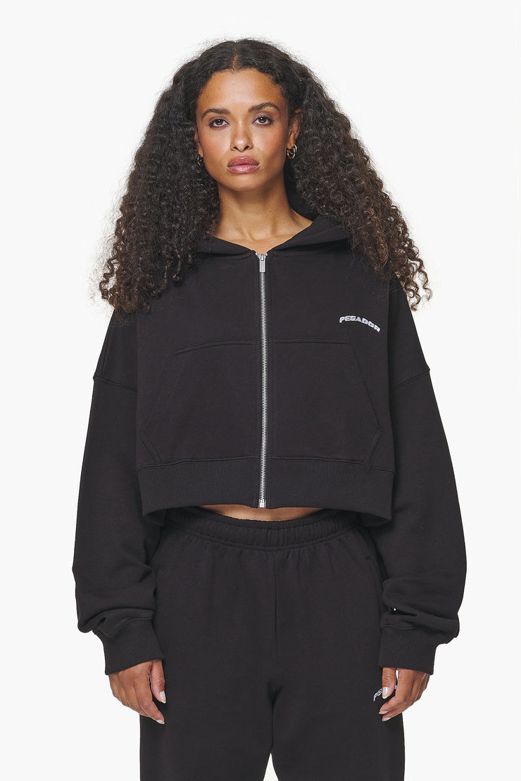 Pegador Dorset Cropped Zip Hoodie Black