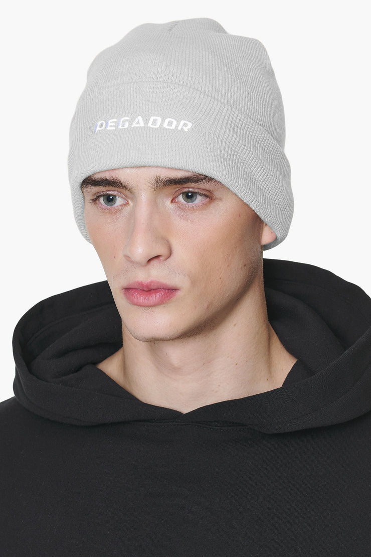 Pegador Logo Beanie Grey Melange White