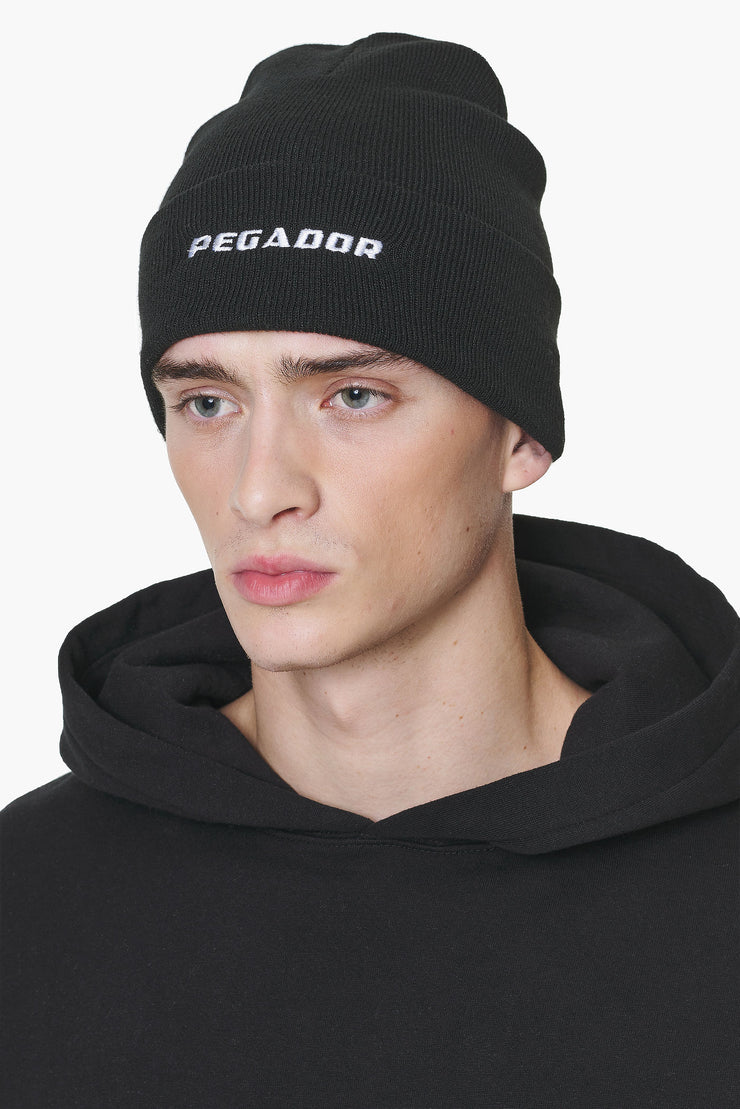 Pegador Logo Beanie Black White