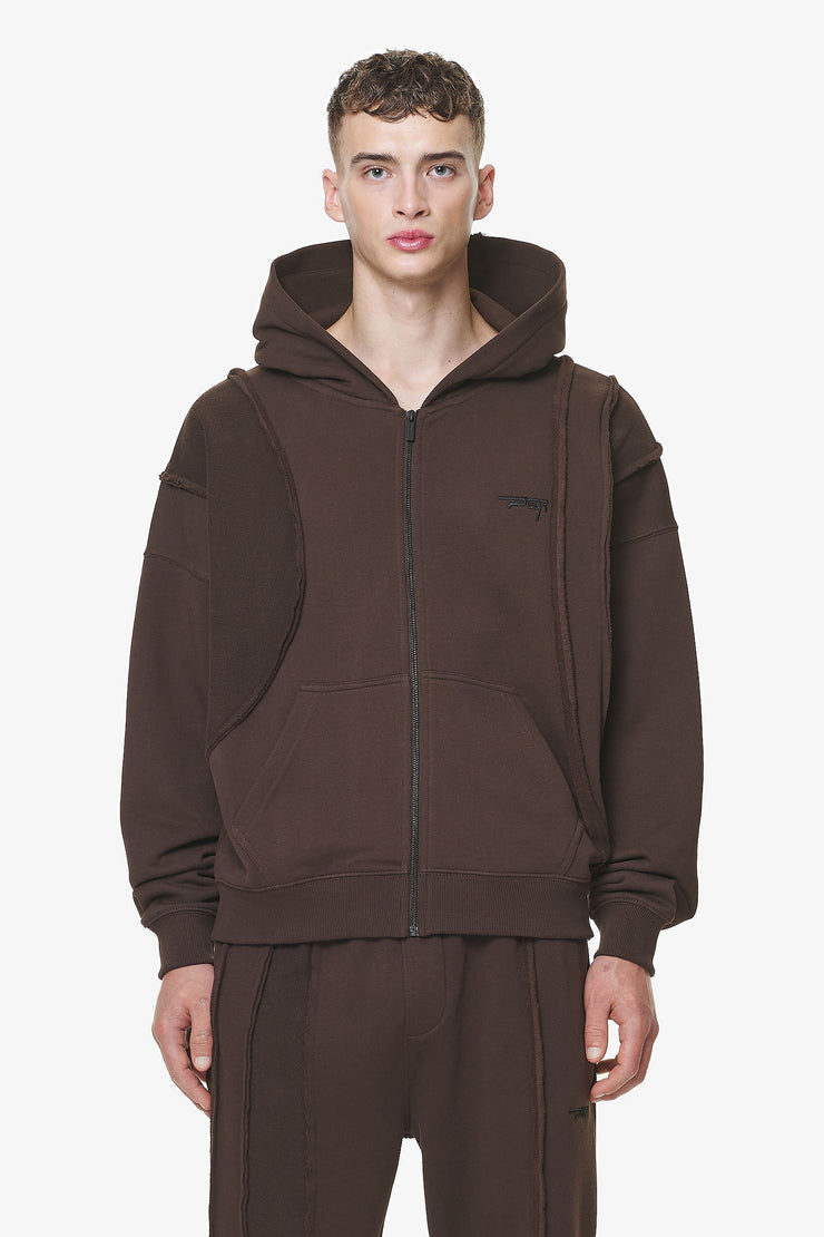 Pegador Ancy Inside Out Terry Boxy Sweat Jacket Washed Oak Brown