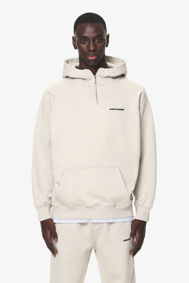 Pegador Logo Oversized Halfzip Hoodie Washed Dust Cream Gum