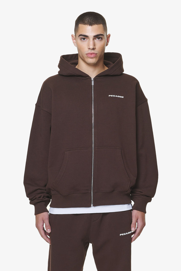 Pegador Logo Oversized Sweat Jacket Washed Oak Brown Gum