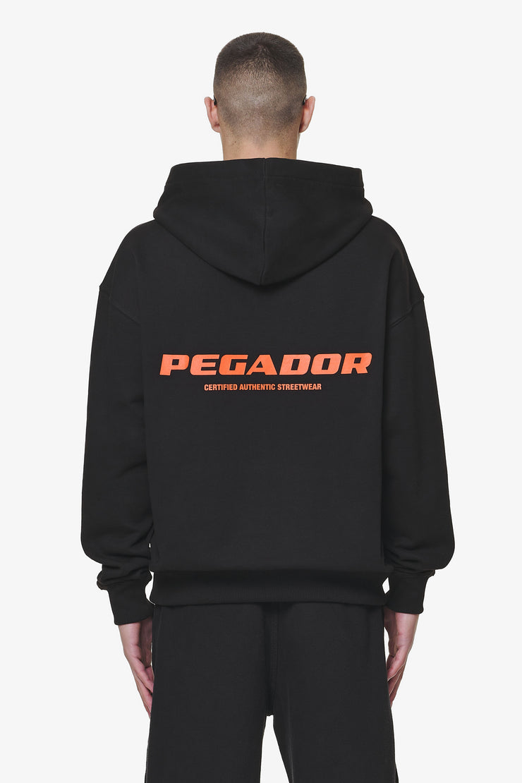 Pegador Colne Logo Oversized Hoodie Black Signal Red