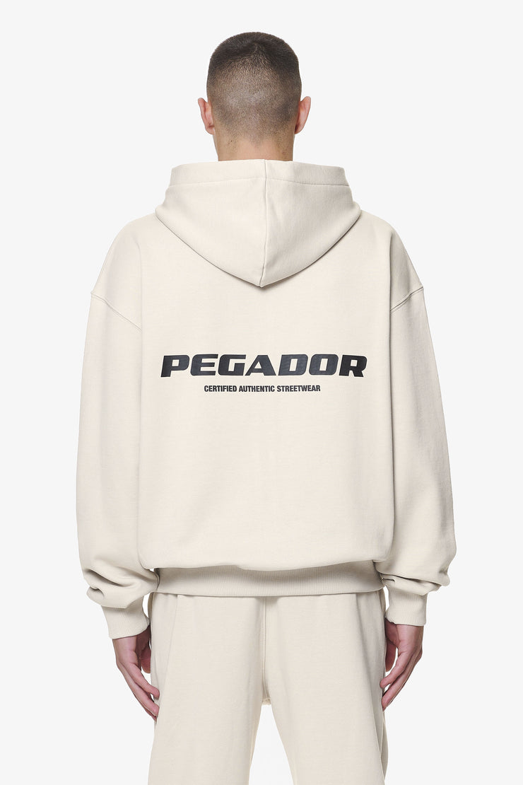 Pegador Colne Logo Oversized Sweat Jacket Washed Dust Cream