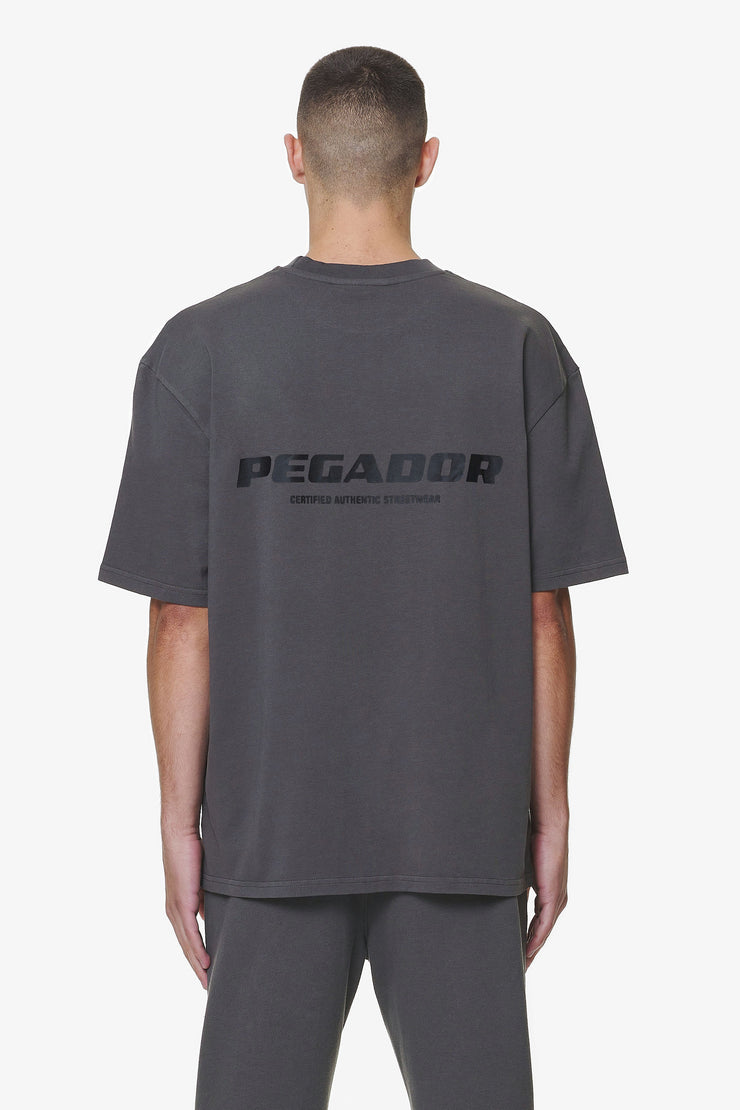 Pegador Colne Logo Oversized Tee Washed Volcano Grey