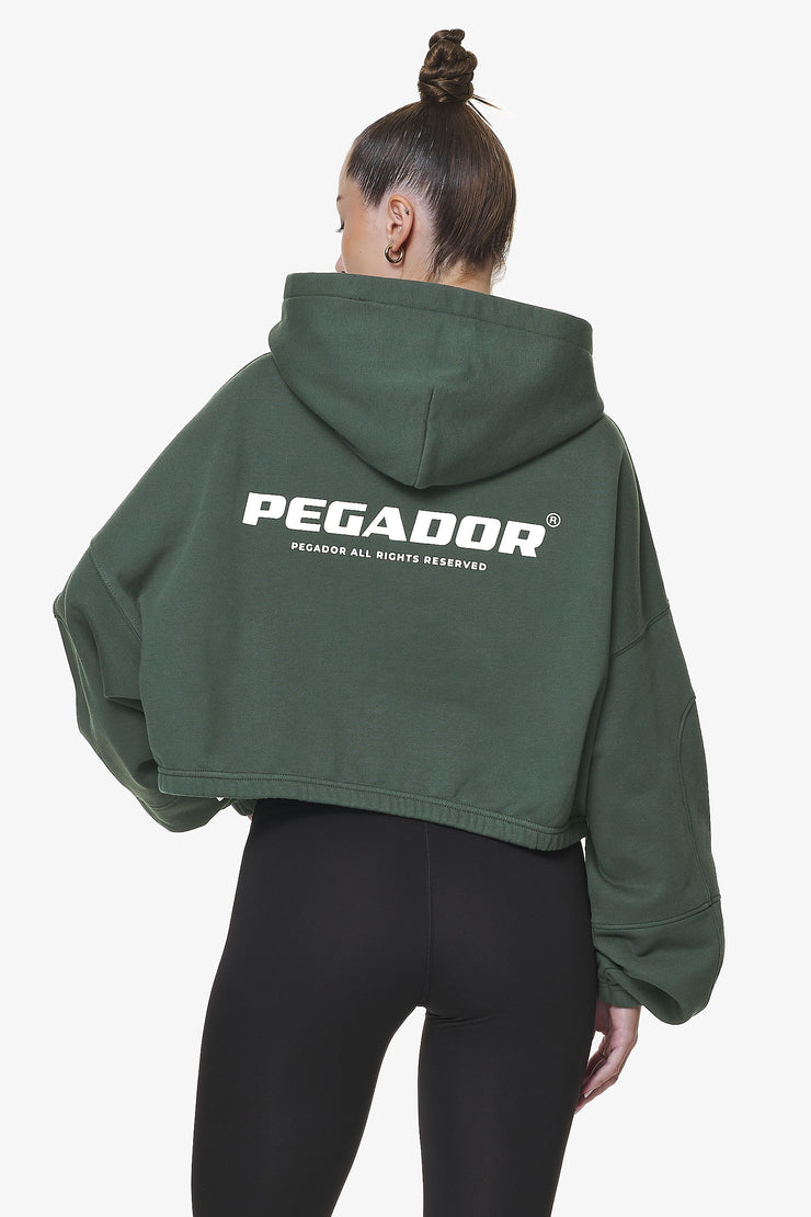 Pegador Skei Logo Oversized Cropped Hoodie Washed Sage Green