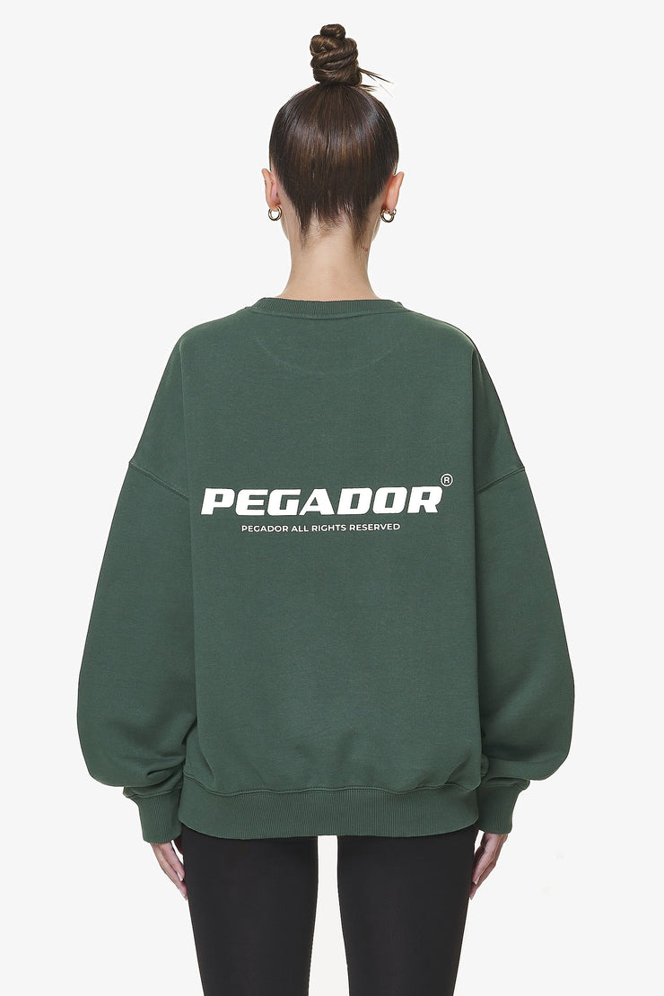 Pegador Aelva Logo Heavy Oversized Crew Neck Washed Sage Green