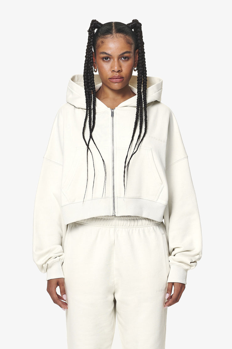 Pegador Marla Cropped Zip Hoodie Washed Salty Cream Gum