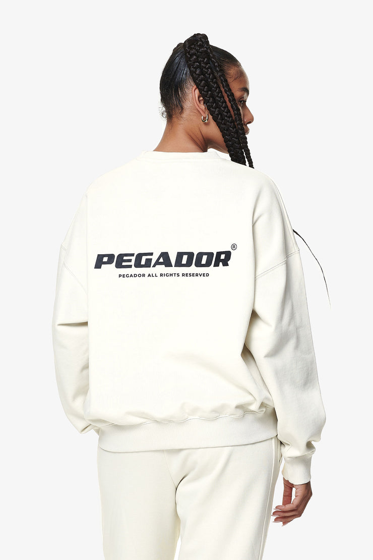 Pegador Aelva Logo Heavy Oversized Crew Neck Washed Salty Cream