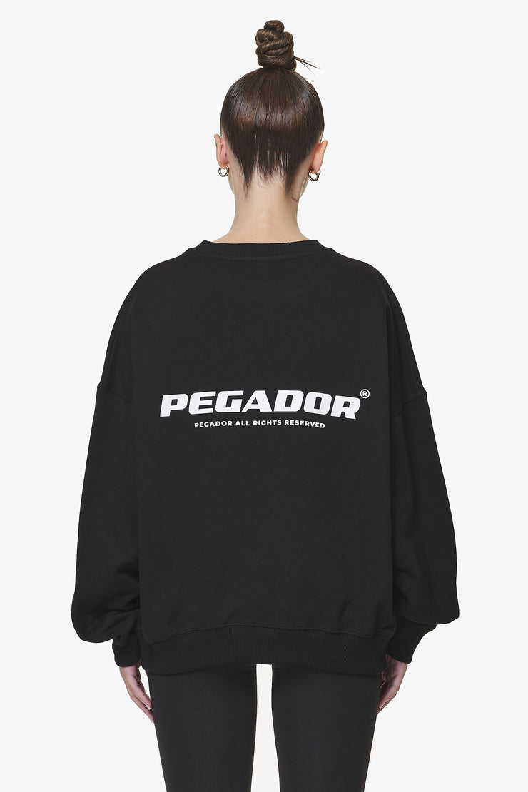 Pegador Aelva Logo Heavy Oversized Crew Neck Black