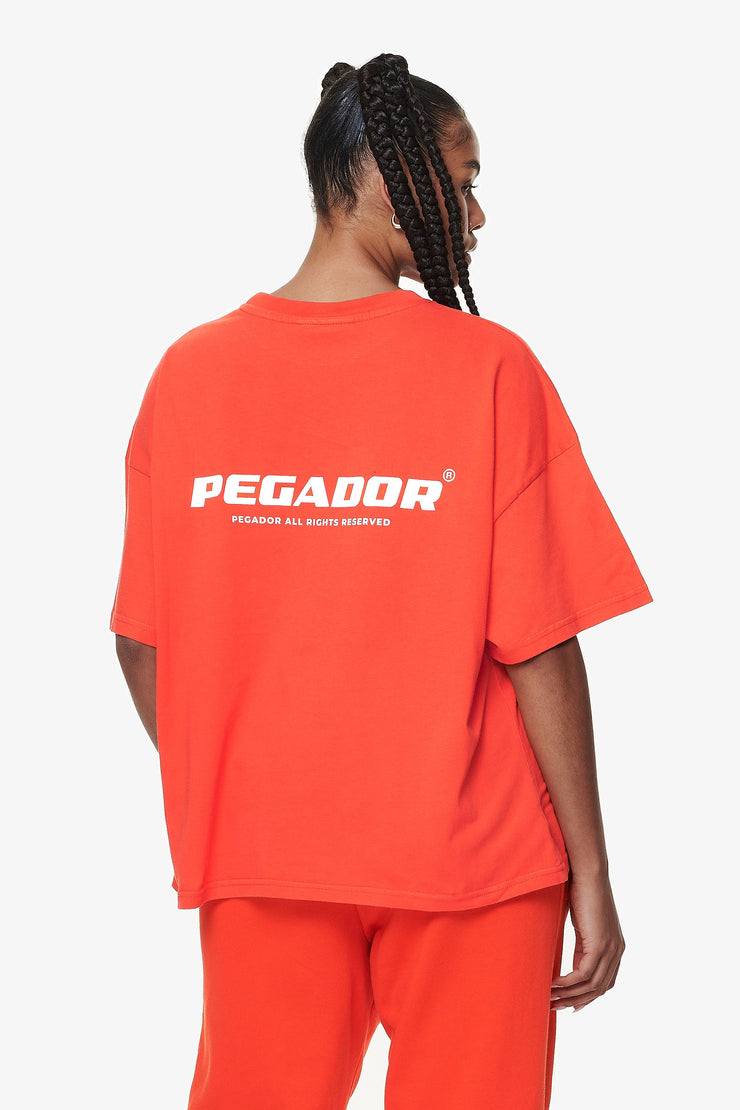 Pegador Arendal Logo Heavy Oversized Tee Washed Signal Red