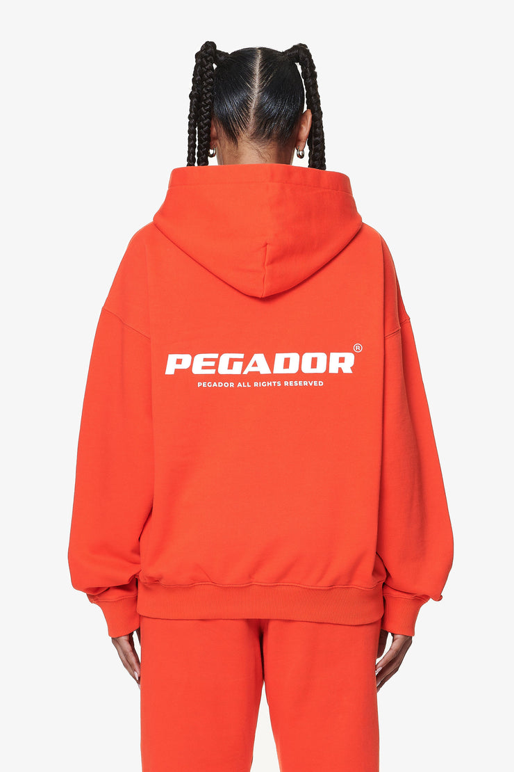 Pegador Atna Logo Oversized Hoodie Washed Signal Red