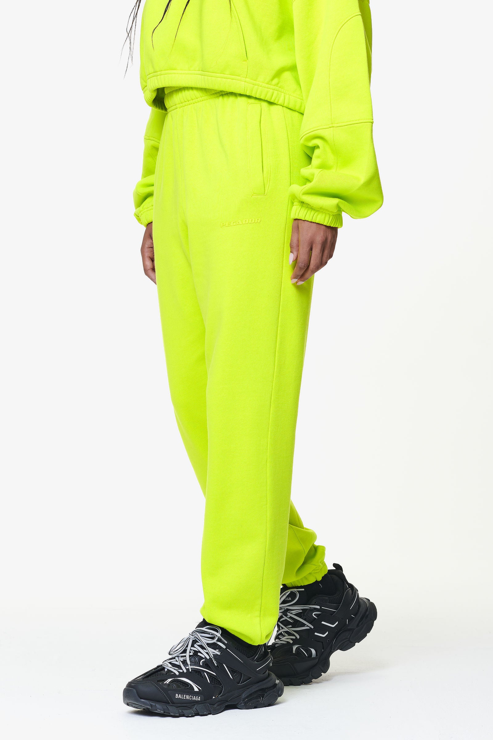 Villa High Waisted Sweat Pants Washed Lime Yellow Gum PEGADOR