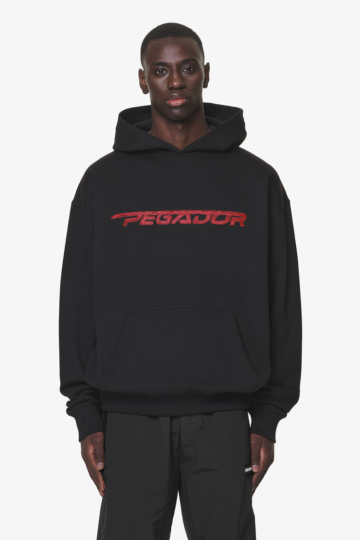 Pegador Manor Oversized Hoodie Black Signal Red