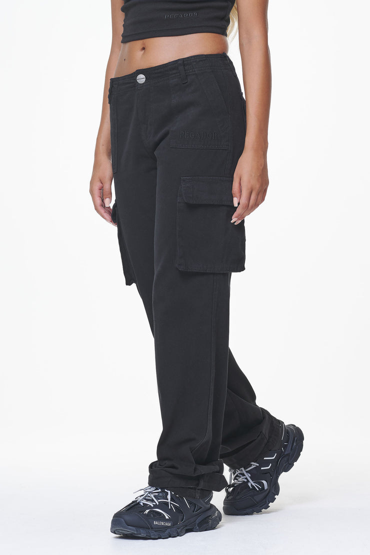 Pegador Arlia Wide Cargo Pants Black