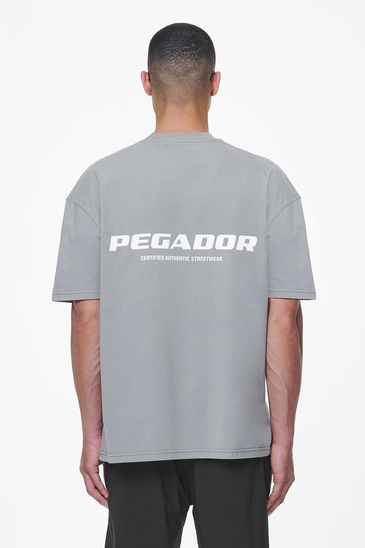 Pegador Colne Logo Oversized Tee Heavy Washed Cool Grey