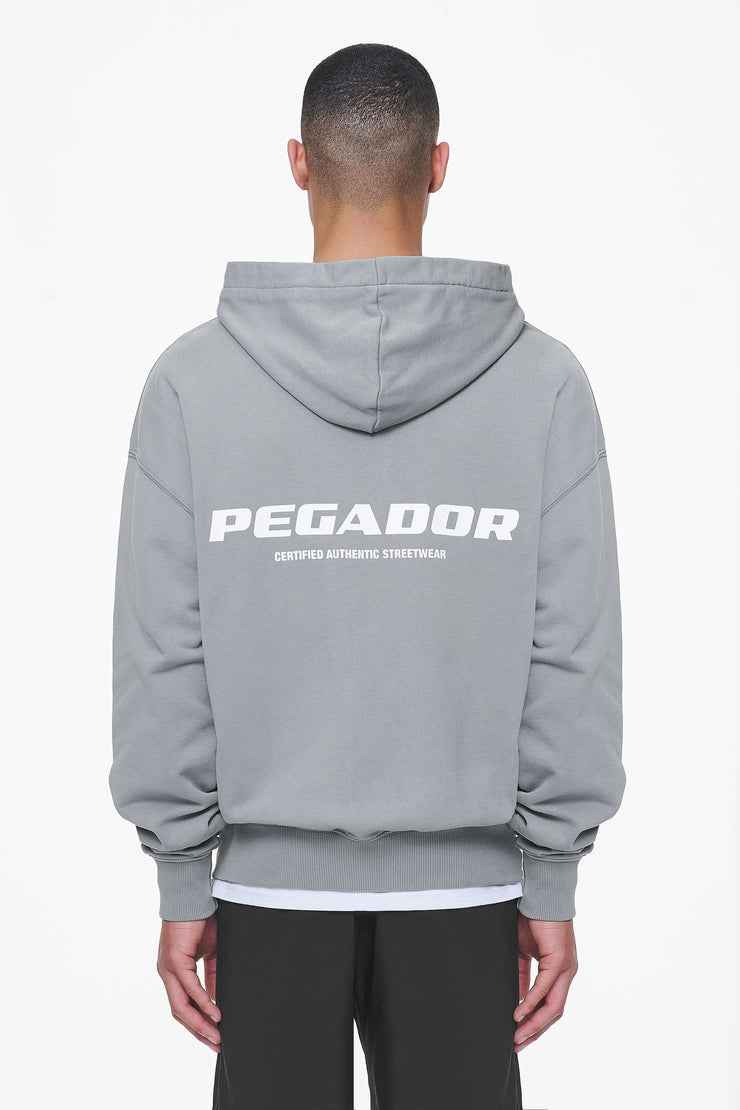 Pegador Colne Terry Logo Oversized Sweat Jacket Heavy Washed Cool Grey