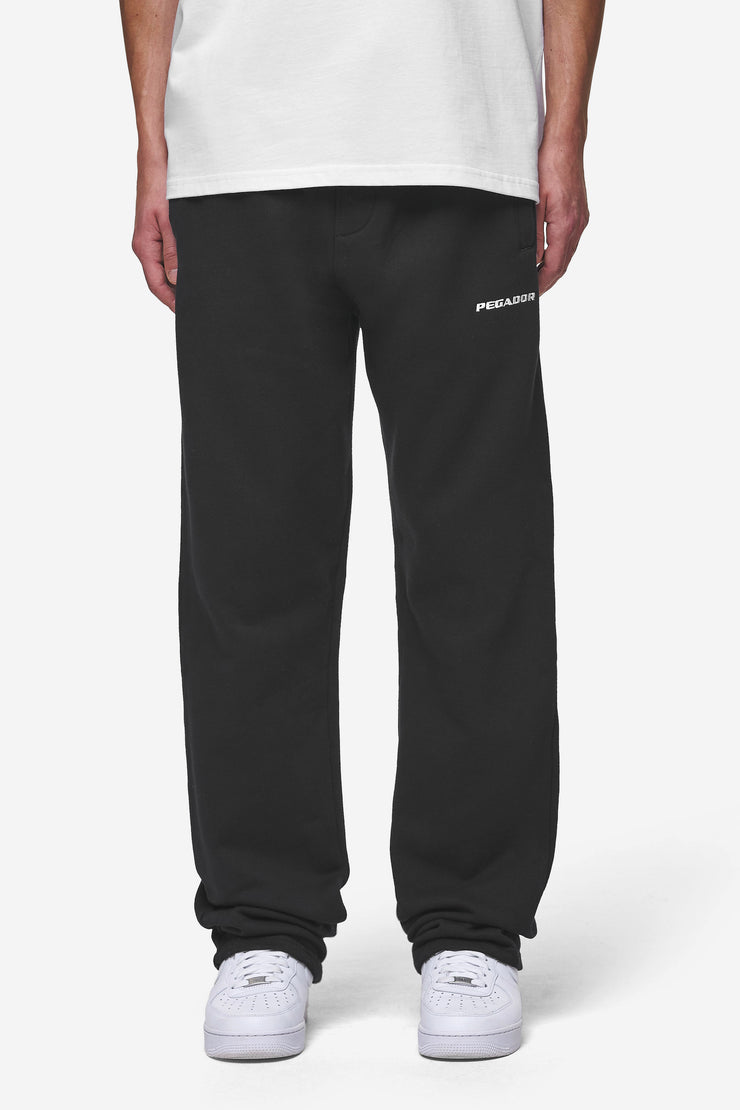 Pegador Logo Wide Sweat Pants Washed Black