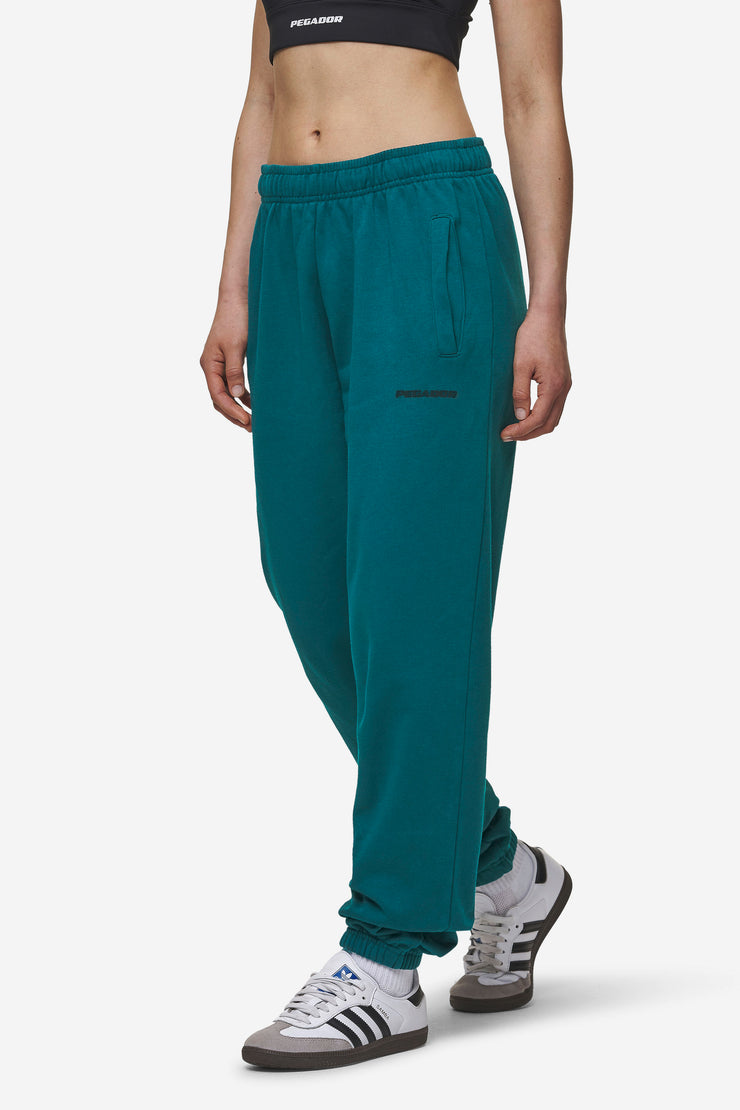 Pegador Villa High Waisted Sweat Pants Washed Urban Turquoise Black Gum