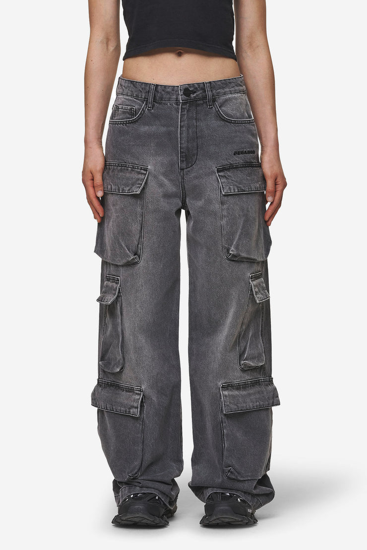 Pegador Leli High Waist Cargo Jeans Washed Deep Grey