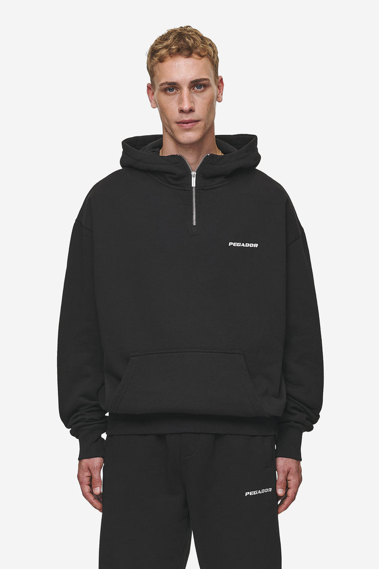 Pegador Logo Oversized Halfzip Hoodie Washed Black