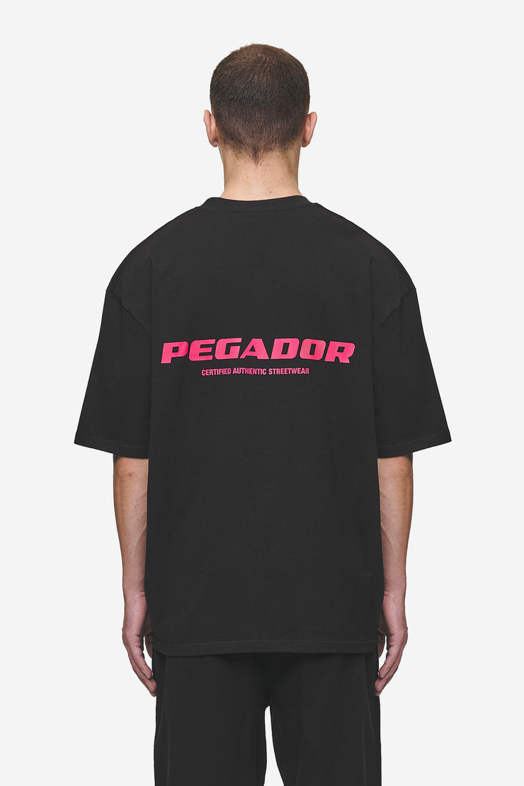 Pegador Colne Logo Oversized Tee Washed Black Virtual Pink