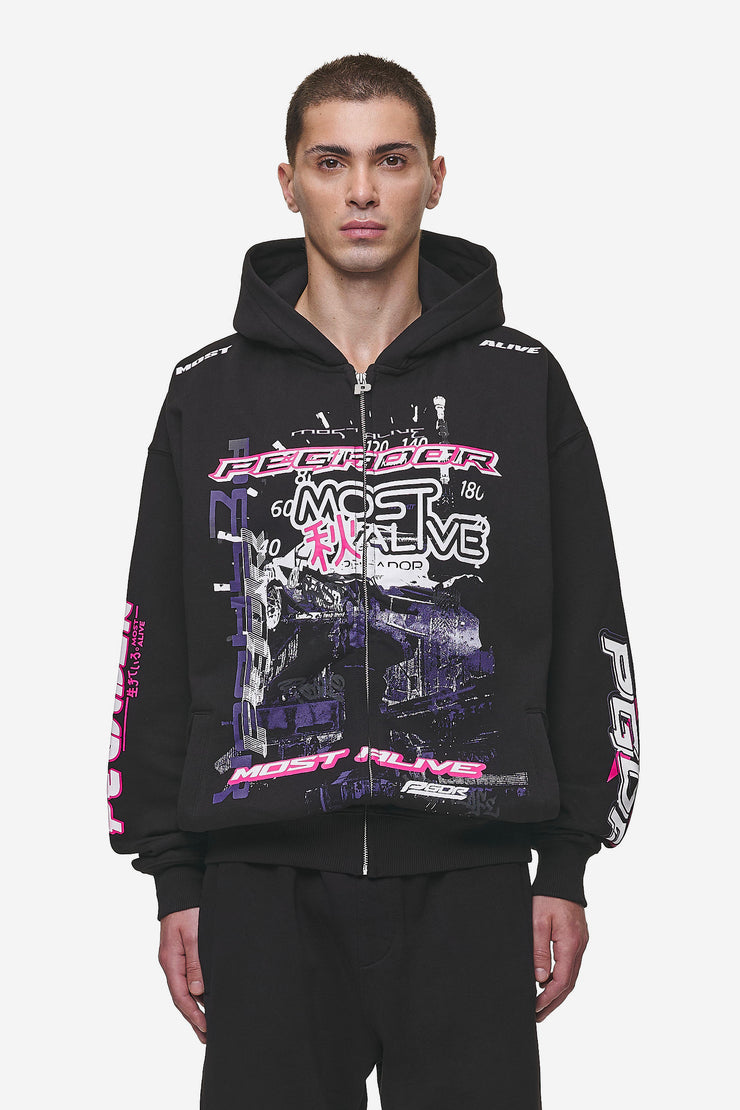 Pegador Saxon Oversized Sweat Jacket Washed Black