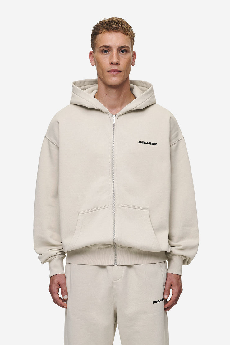 Pegador Logo Oversized Sweat Jacket Washed Light Beige